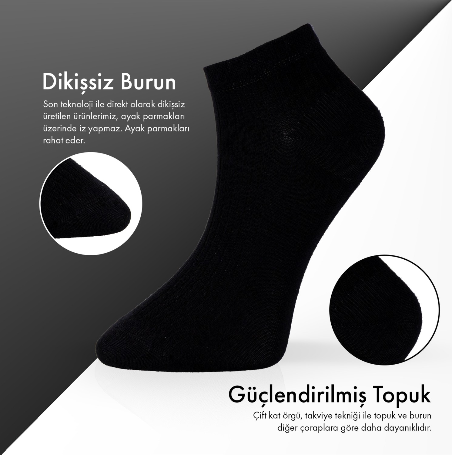 Lion Monroe Saf Bambu Erkek Asorti Patik Düz Kısa Çorap Dikişsiz Premium Kutulu 6'lı L5952AZNP Softaura görsel 7