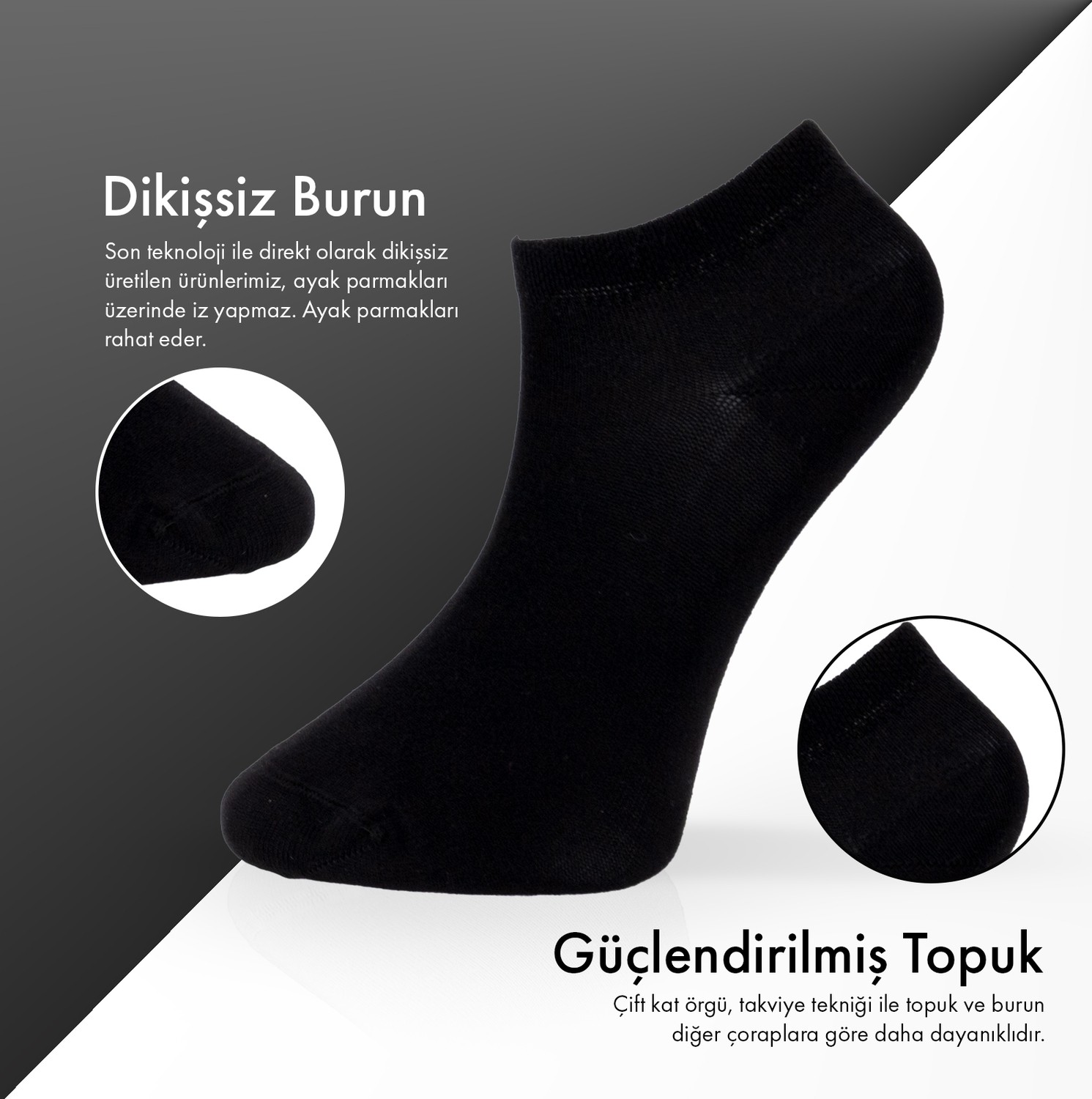 Lion Monroe Saf Bambu 4 Mevsim Erkek Patik Düz Siyah Çorap Dikişsiz Premium Hediye Kutulu 6'lı Prime Comfort Serisi S680AZNS görsel 3