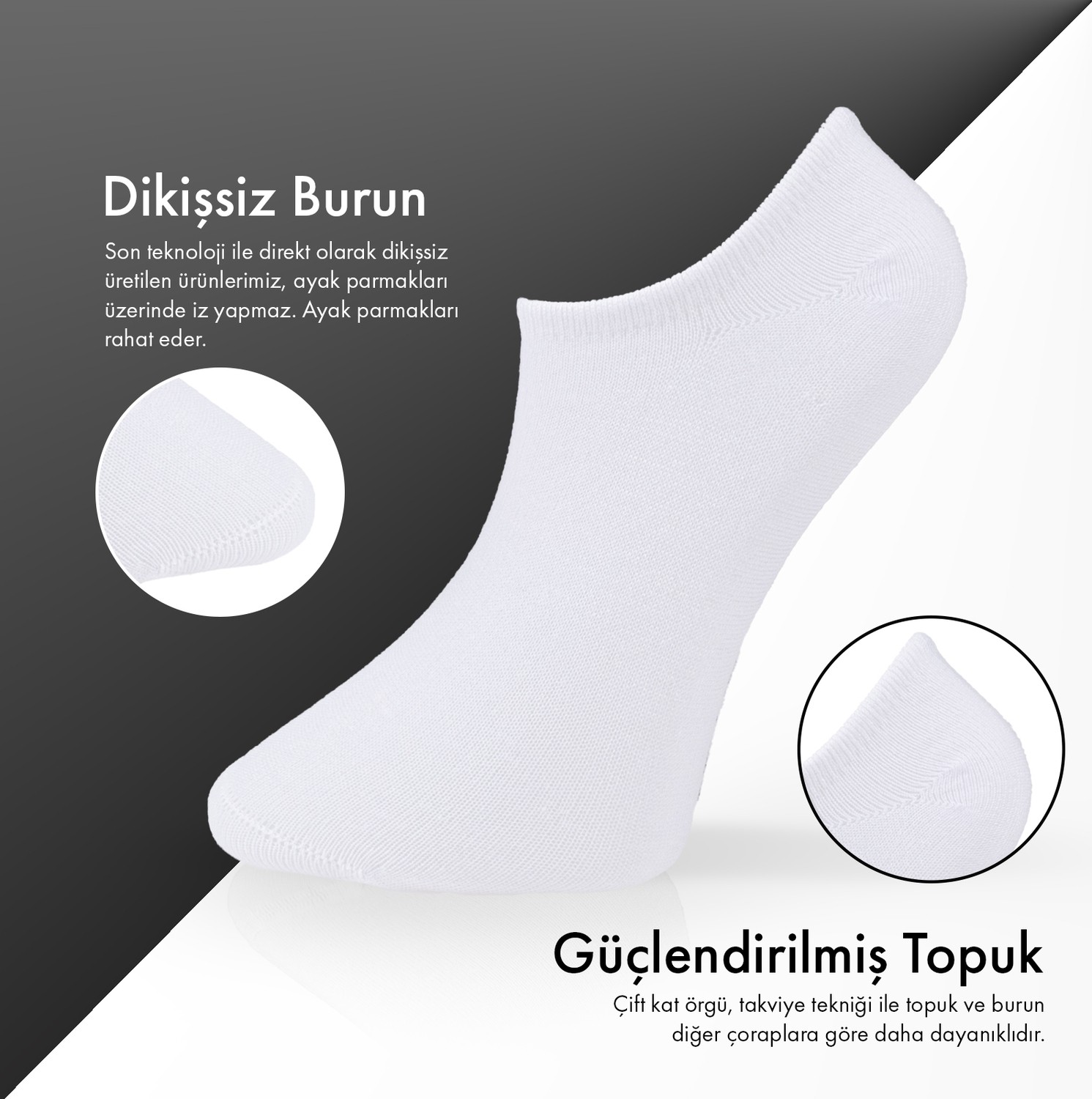 Lion Monroe Saf Bambu 4 Mevsim Erkek Sneaker Beyaz Çorap Dikişsiz Görünmez Bilekte Spor Çorap Prime Comfort 6'lı S681AZNS görsel 7