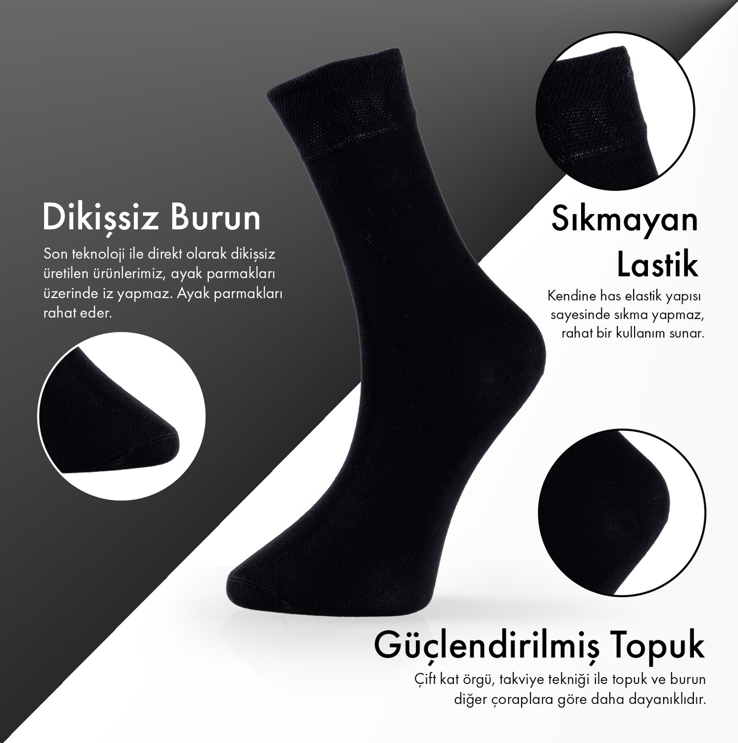 Lion Monroe Saf Bambu Yazlık Erkek Soket Uzun Düz Çorap Dikişsiz Premium Kutulu 6'lı Hediyeli görsel 7