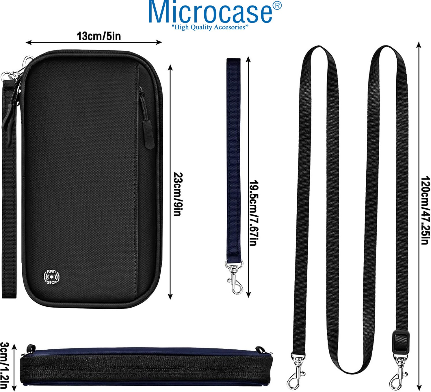 Microcase Unisex Su Geçirmez Çok Amaçlı Seyehat Pasaport Çok Gözlü Organizer Çanta AL4863 görsel 4
