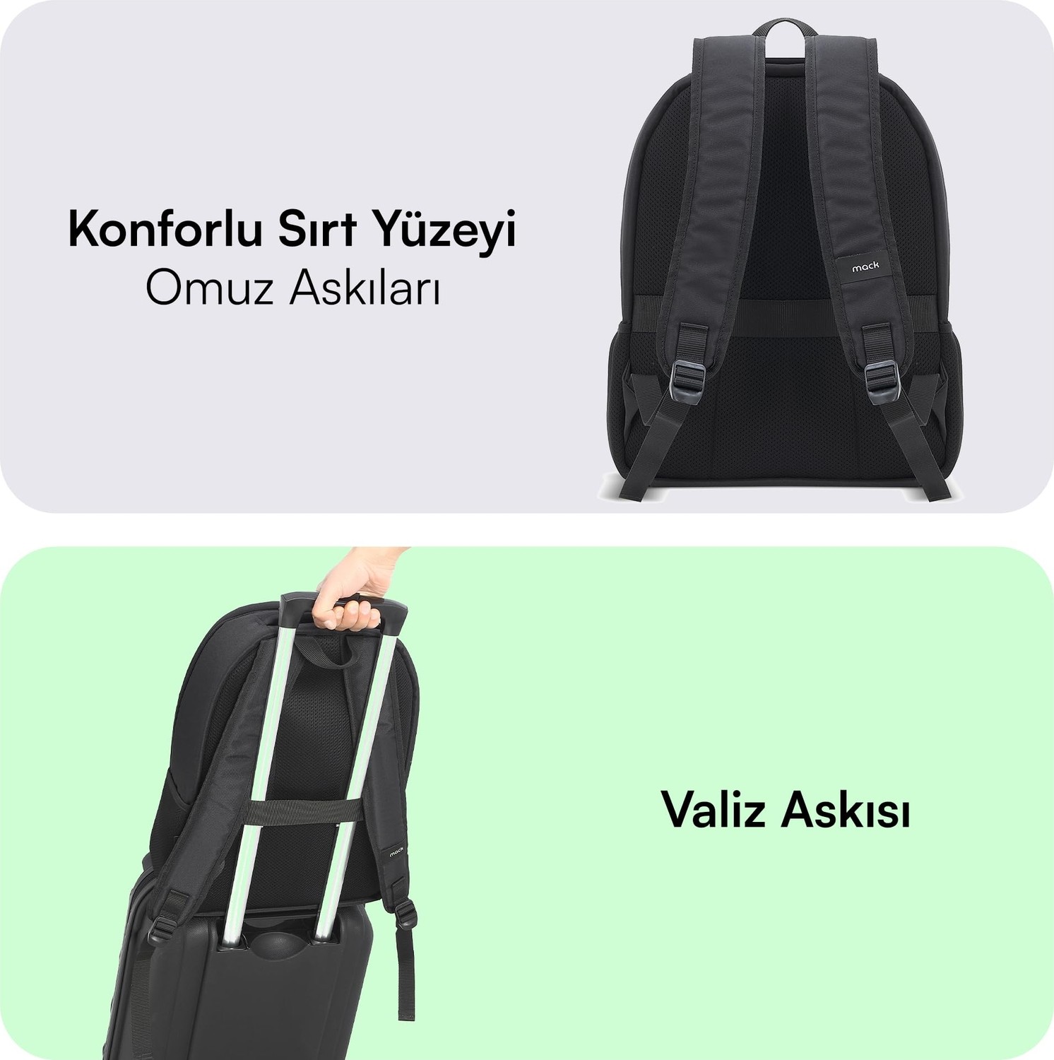 Die Grup Mack Luna Eco MCE-1211 Çevre Dostu Reflektörlü Laptop Sırt Çantası, Seyahat Sırt Çantası, MacBook Sırt Çantası, Erkek Kadın 14.1 Inç Bilgisayar Çantası, Siyah görsel 3
