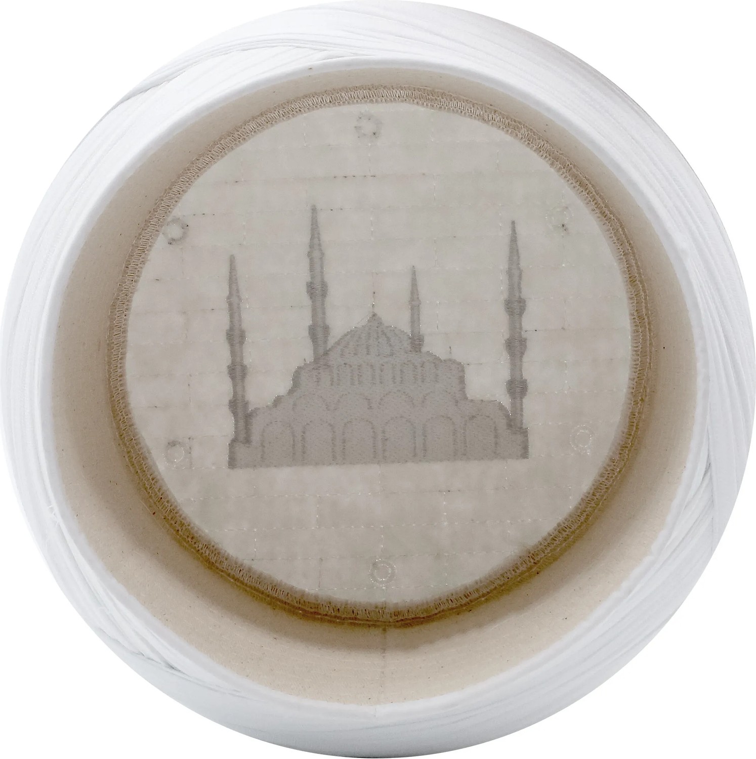 Sarıkhane Cami Sarığı, Beyaz Kumaş, Beyaz Takke, Çapraz Sarım, Cami Nakışlı, 7 Metre görsel 4