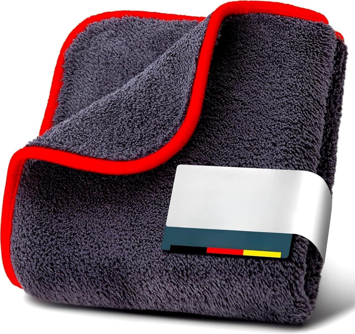 OEM 50X70 cm Mikrofiber Oto Araba Yıkama Kurulama Havlusu, Orta Boy Çift Katlı Araç Kurutma ve Torpido Silme Bezi (Kırmızı-Gri) Bez görsel 2