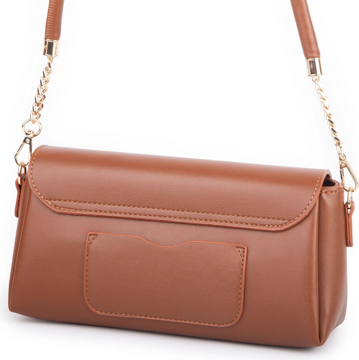 Nas Bag Kadın Sade Şık Omuz ve Çapraz Çanta (En 24 cm ;boy 12 cm ) Taba görsel 2