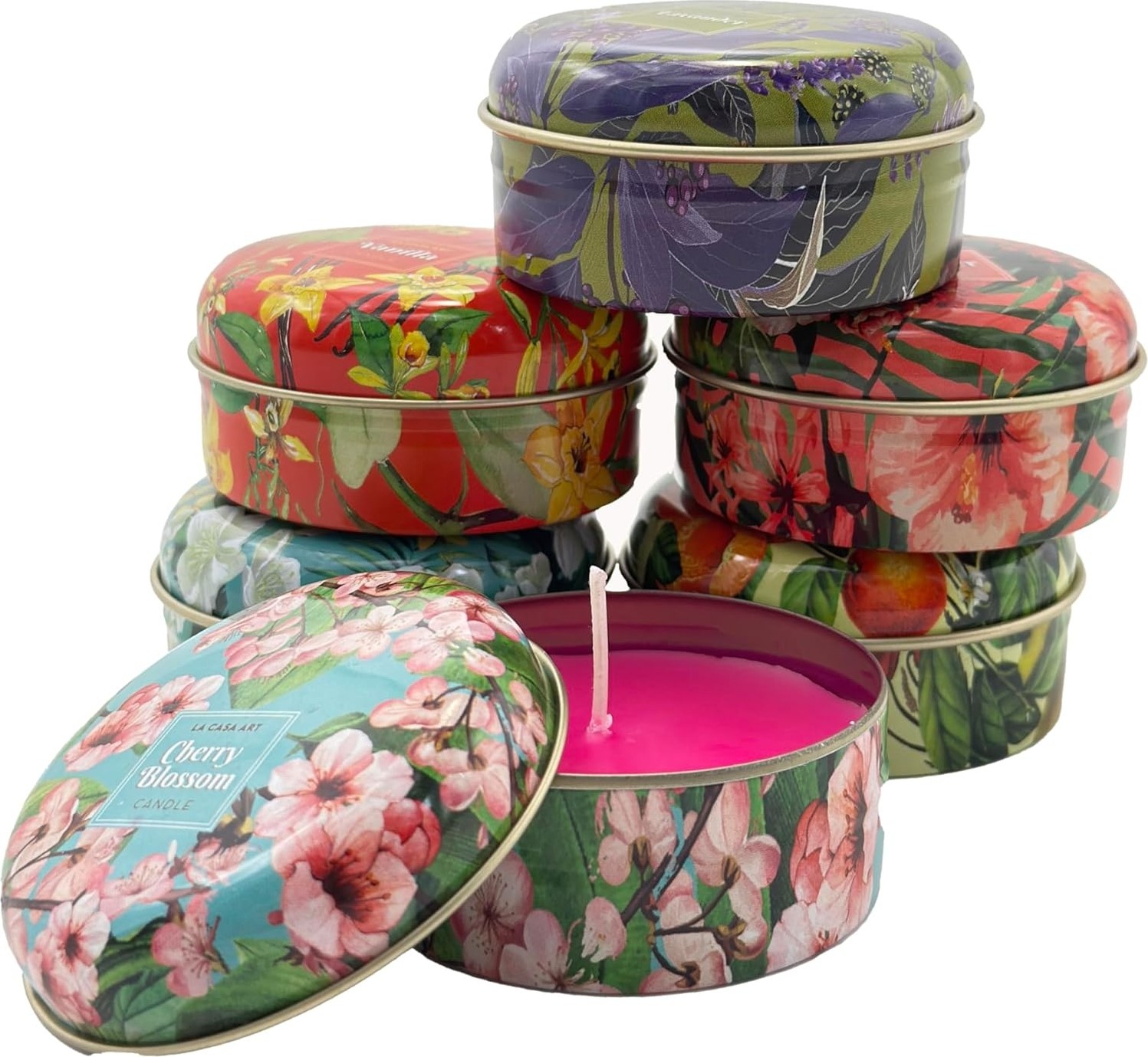 Özkaya Store 6'lı Metal Kutulu Renkli ve Kokulu Mum Seti, Farklı Renk ve Kokularla Uzun Süre Yanan Dekoratif Mumlar, Rahatlatıcı ve Ferahlatıcı Aromalar, Şık ve Dayanıklı Metal Kapaklı Tasarım, Hediye