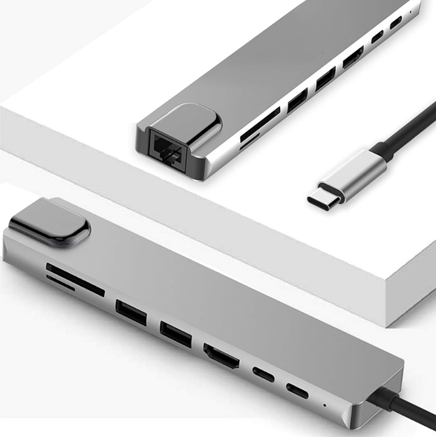 Die Grup Daytona Cf-04 Macbook Uyumlu Type-C™ To 4K HDMI Tv Projeksiyon UHD 1080P 2* Type-C 3* USB Sd/tf RJ45 Ethernet Lan 8ın1 Çevirici Hub Adaptör görsel 2