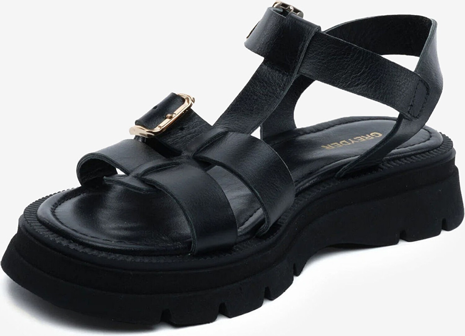 Greyder Kadın Siyah Hakiki Deri Sandalet 6Y2CS59031 görsel 3