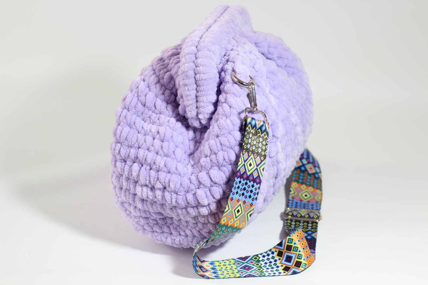 Mercan Designs Lila Kadife Ipli Şık Clutch Çanta
