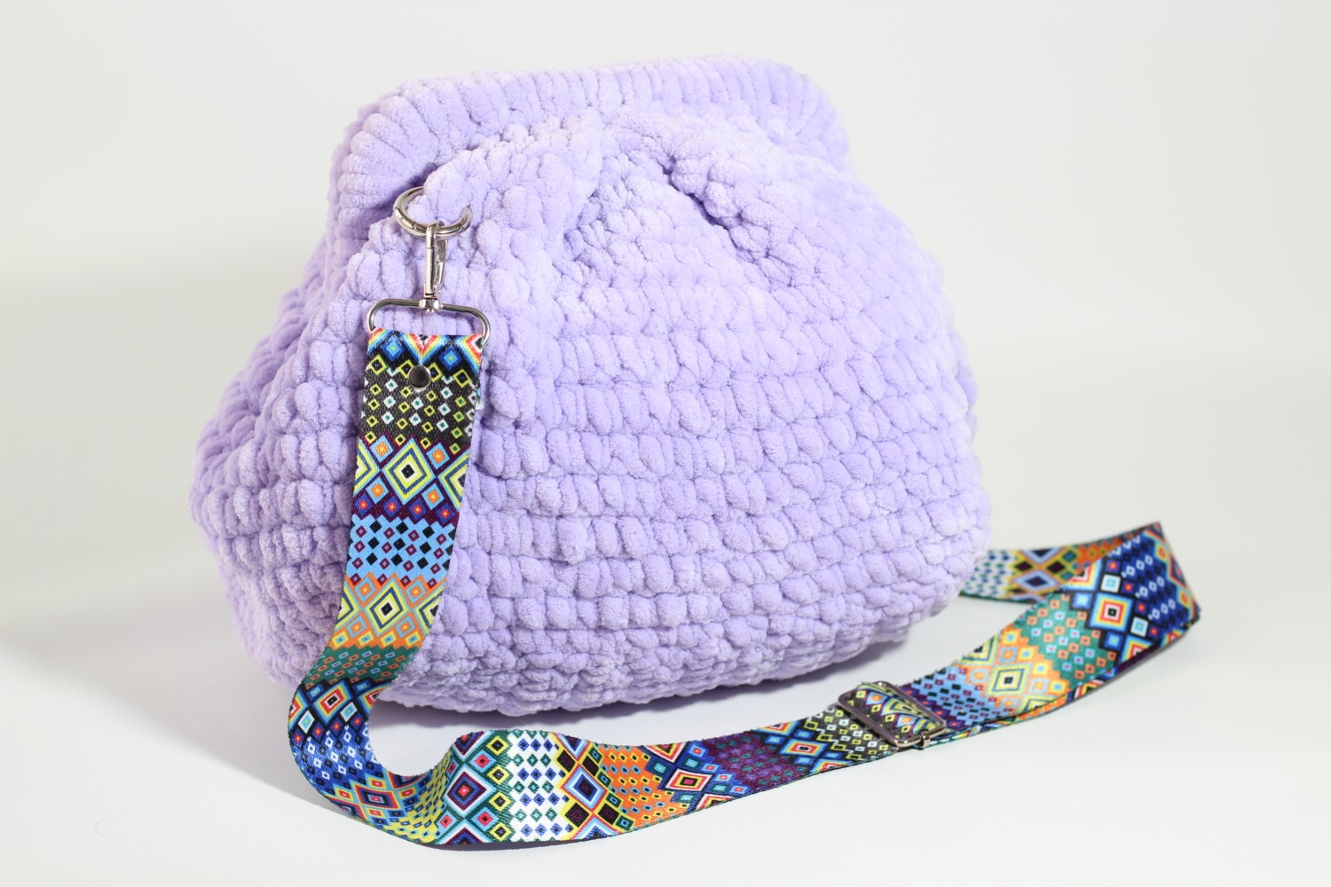 Mercan Designs Lila Kadife Ipli Şık Clutch Çanta görsel 2