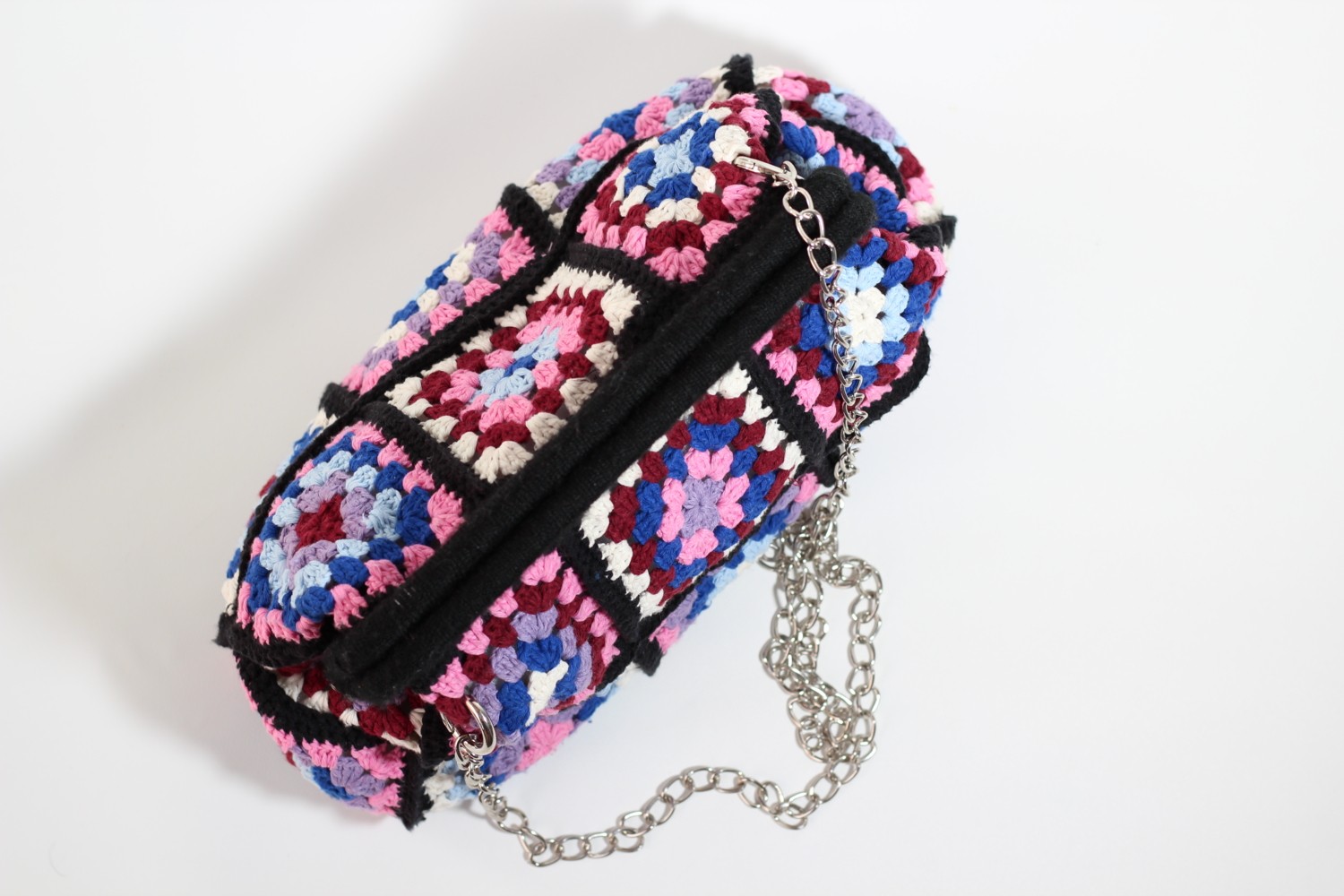 Mercan Designs Kare Motif Detaylı El Örgüsü Handmade Bohem Omuz Çantası