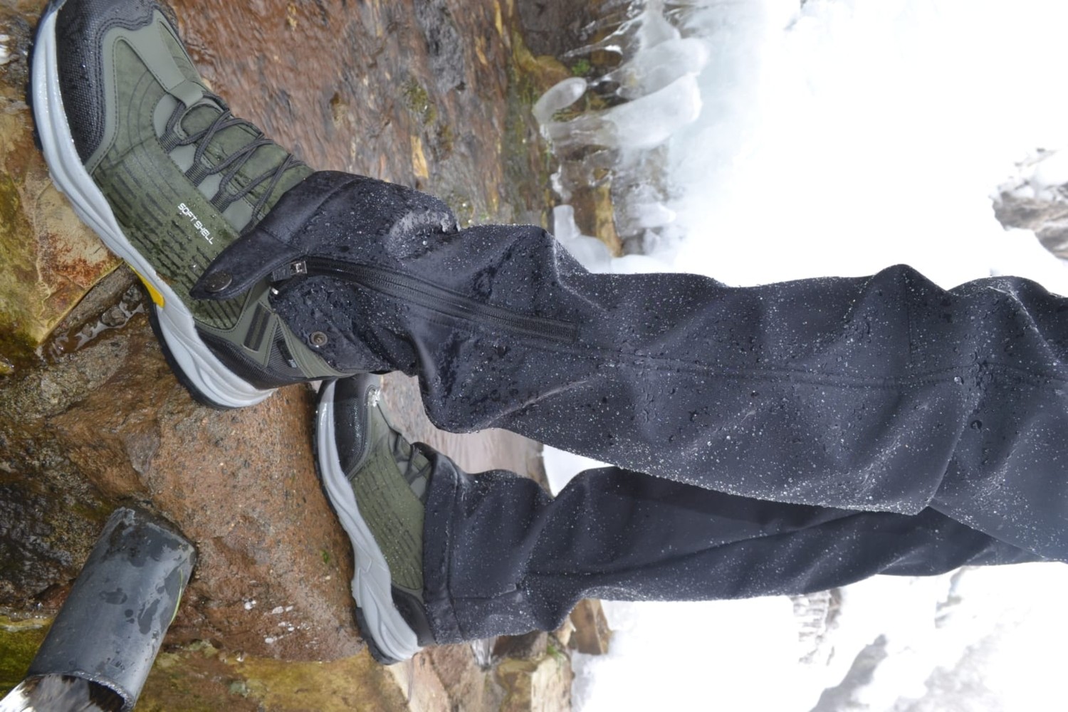 Snowmount Paça Fermuarlı Siyah Softshell Su İtici Rüzgar Geçirmez Outdoor Kışlık Pantolon görsel 8