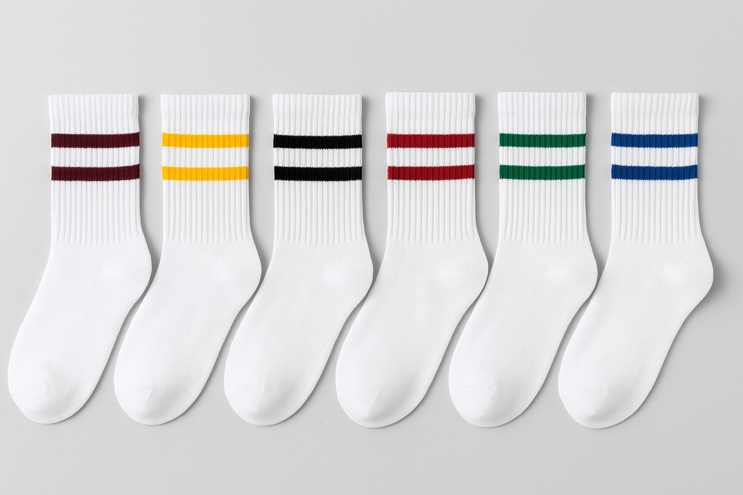 Worthy Socks 6'lı Çizgili Unisex Pamuklu Tenis Kolej Çorap görsel 3