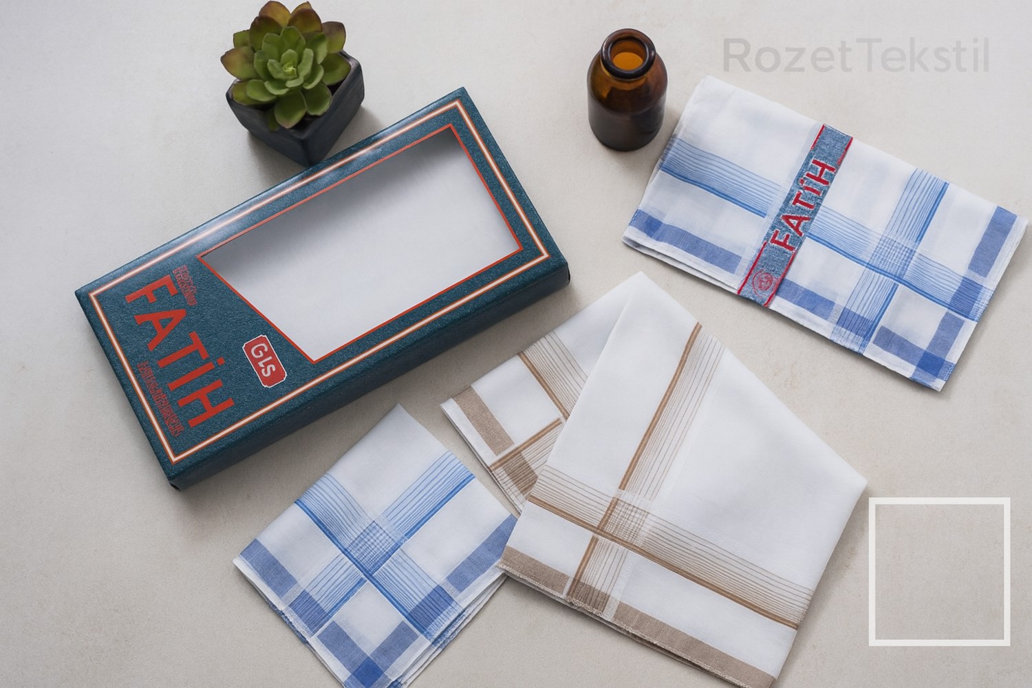 Rozet Tekstil Kutulu Kumaş Mendil 40X40 cm Düzine 12 Adet görsel 3