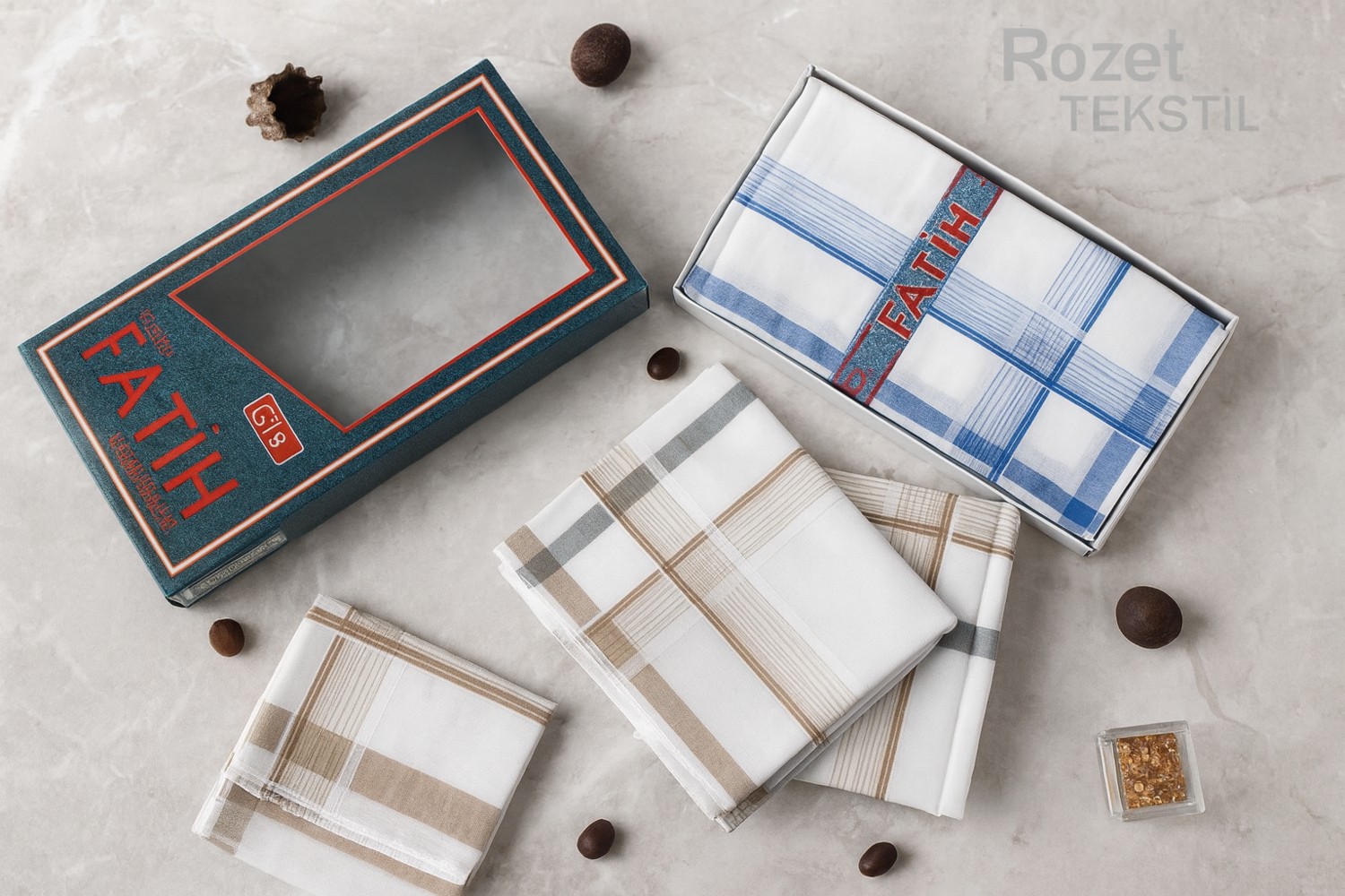 Rozet Tekstil Kutulu Kumaş Mendil 40X40 cm Düzine 12 Adet görsel 5