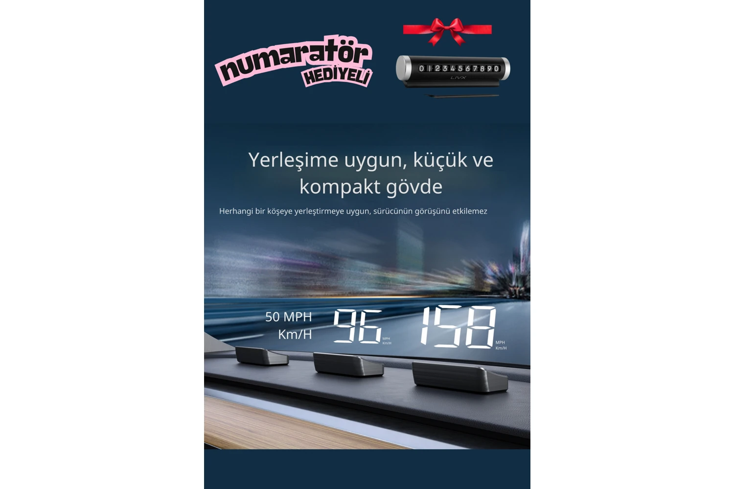 Resim teknokutum Hud Ekran Araba Projektör Hız Göstergesi Kadran 