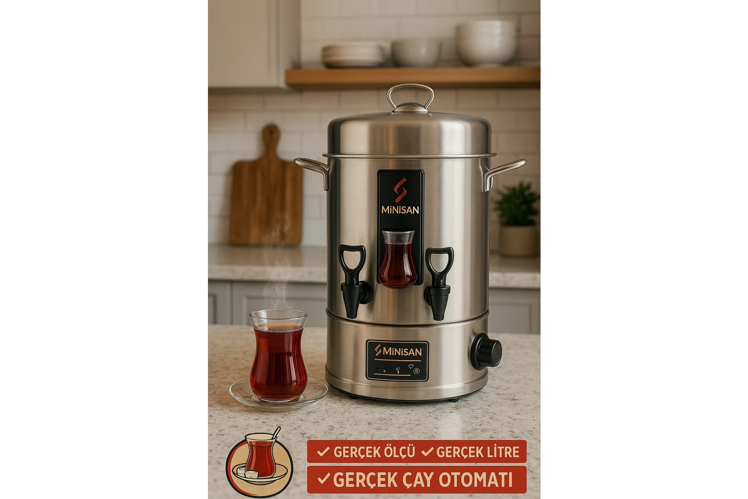 Resim Minisan 60 Bardak Elektrikli Çay Semaveri 