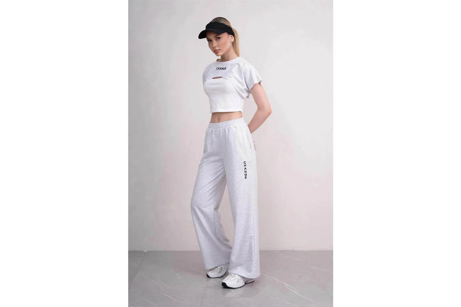 Resim Ponçik Kadın Crop Eşofman Takımı 3lü Takım Spor Comfort 25074 