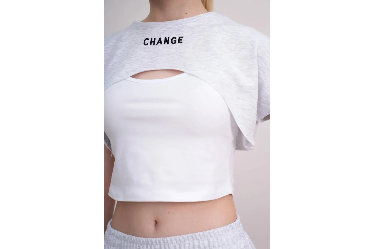 Resim Ponçik Kadın Crop Eşofman Takımı 3lü Takım Spor Comfort 25074 