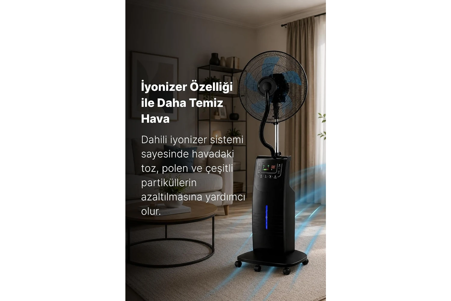 Resim Dlc TSP40-EA Bakır Motor Uzaktan Kumandalı Buharlı Iyonizerli Vantilatör Ayaklı Vantilatör 