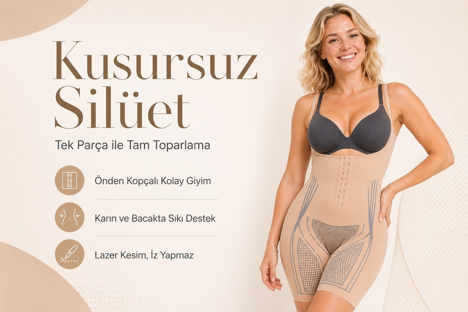 Sh Mağazacılık Bel Karın Basen Bacak Toparlayıcı Tam Body Korse