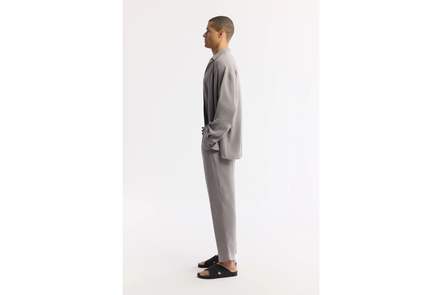 Resim AVVA Erkek Nardo Gri Beli Lastikli Bağcıklı Soft Touch Relaxed Fit Pantolon A51Y3031 