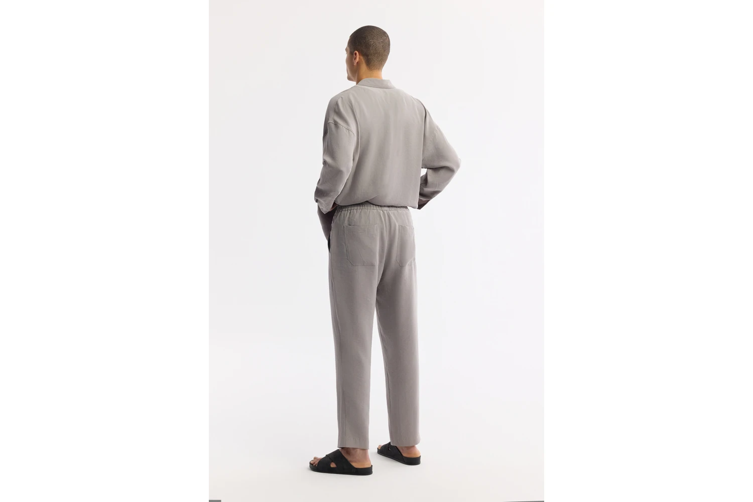 Resim AVVA Erkek Nardo Gri Beli Lastikli Bağcıklı Soft Touch Relaxed Fit Pantolon A51Y3031 