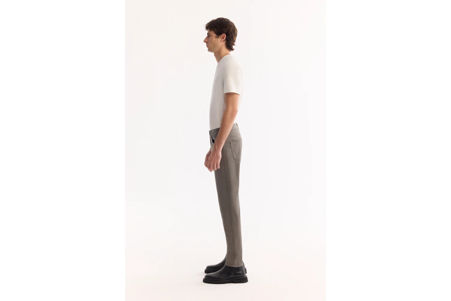 Resim AVVA Erkek Gri Haki Klasik Bel Soft Touch Pamuklu Slim Fit Pantolon B003038 