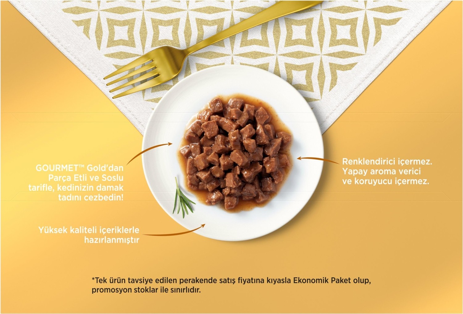 Die Grup Gourmet Gold Parça Sığır Etli Yaş Kedi Maması Multipack 85 Gr.(48 Al 36 Öde) görsel 4