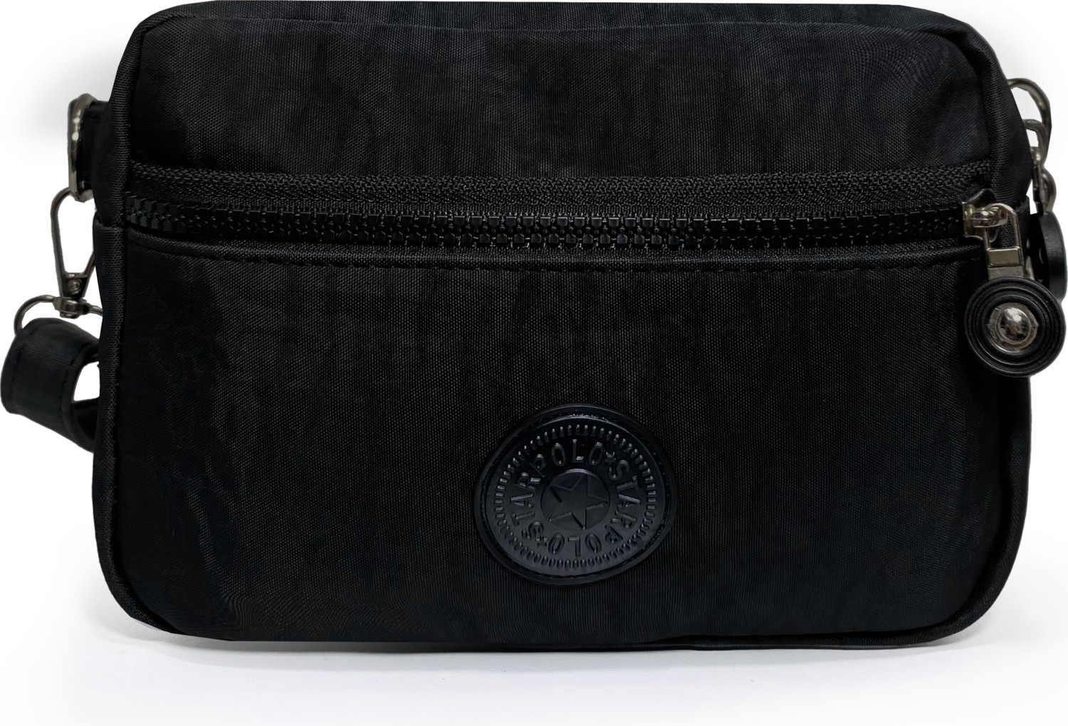 Westbag Kadın Siyah Çapraz Askılı Üç Gözlü Fermuarlı Krinkıl Günlük Omuz Çantası görsel 3