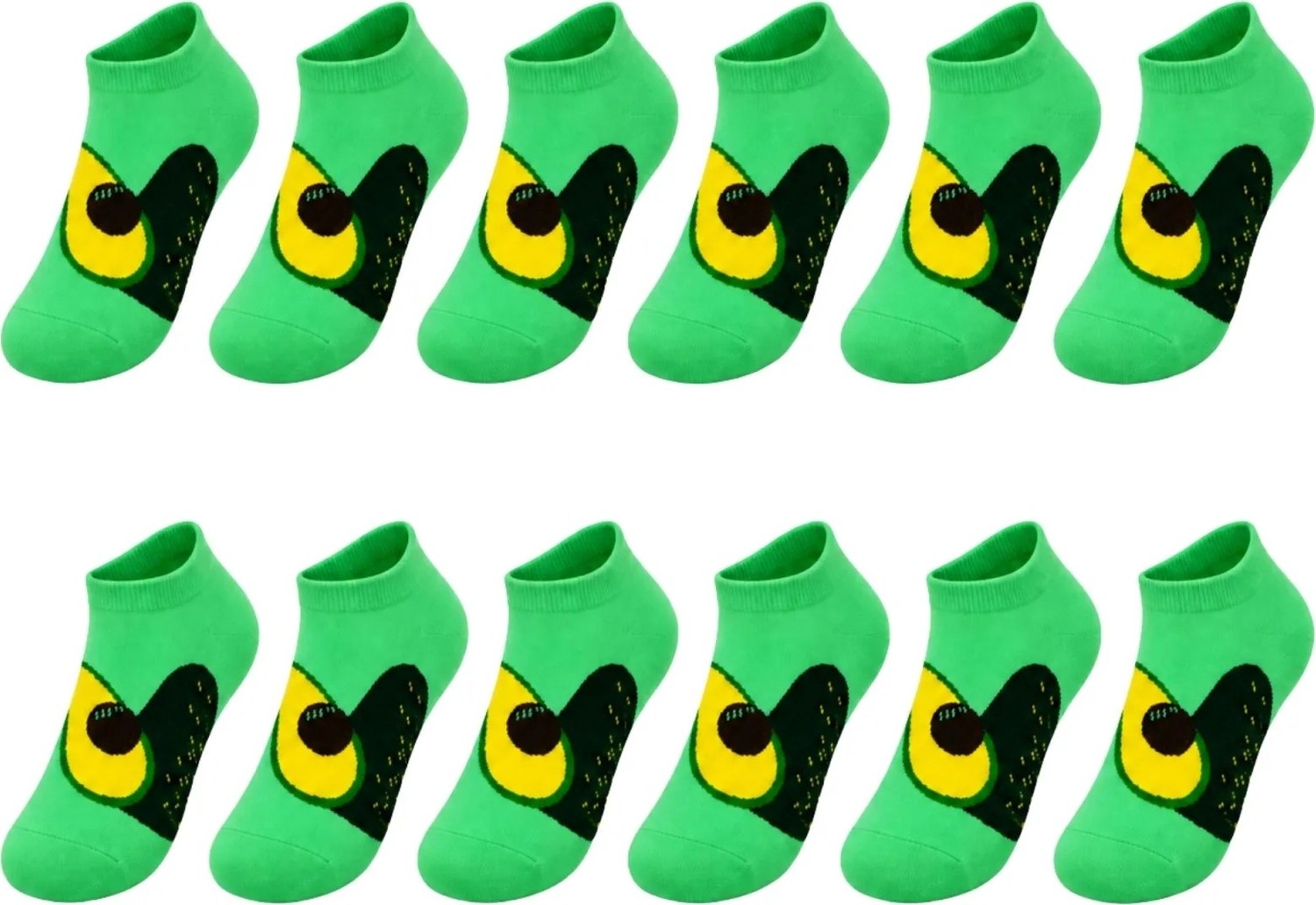 COjans Kadın Avokado 12'li Desenli Patik Çorap Pamuklu Dikişsiz Sneaker Uyumlu Eğlenceli Günlük Set