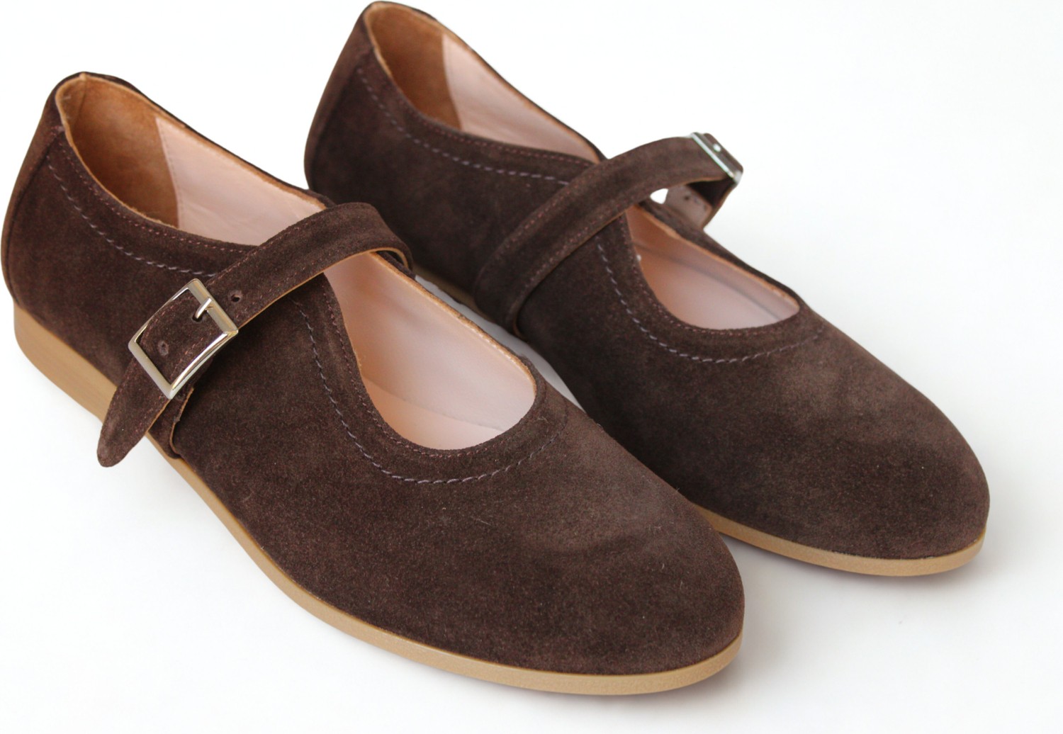 Ne&Ve Shoes Neve Shoes Kahve Süet Deri Tokalı Babet