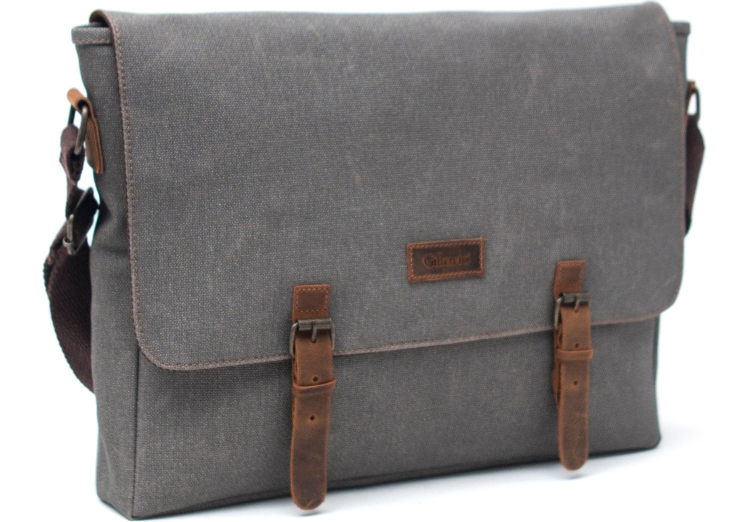 Gillario Design 03 Kanvas Deri Bej 15.6 Inch Postacı Laptop Çantası görsel 8
