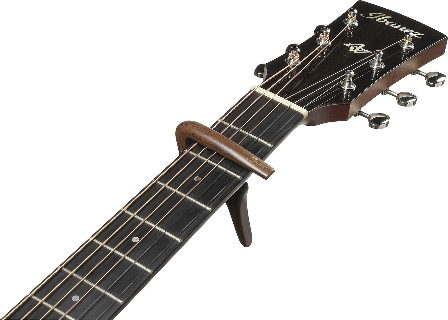 Die Grup Ibanez Gitar Capo, Akustik Gitarlar ve Elektro Gitarlar Için. Tek Elle Kullanım, Ahşap Etkisi. görsel 3