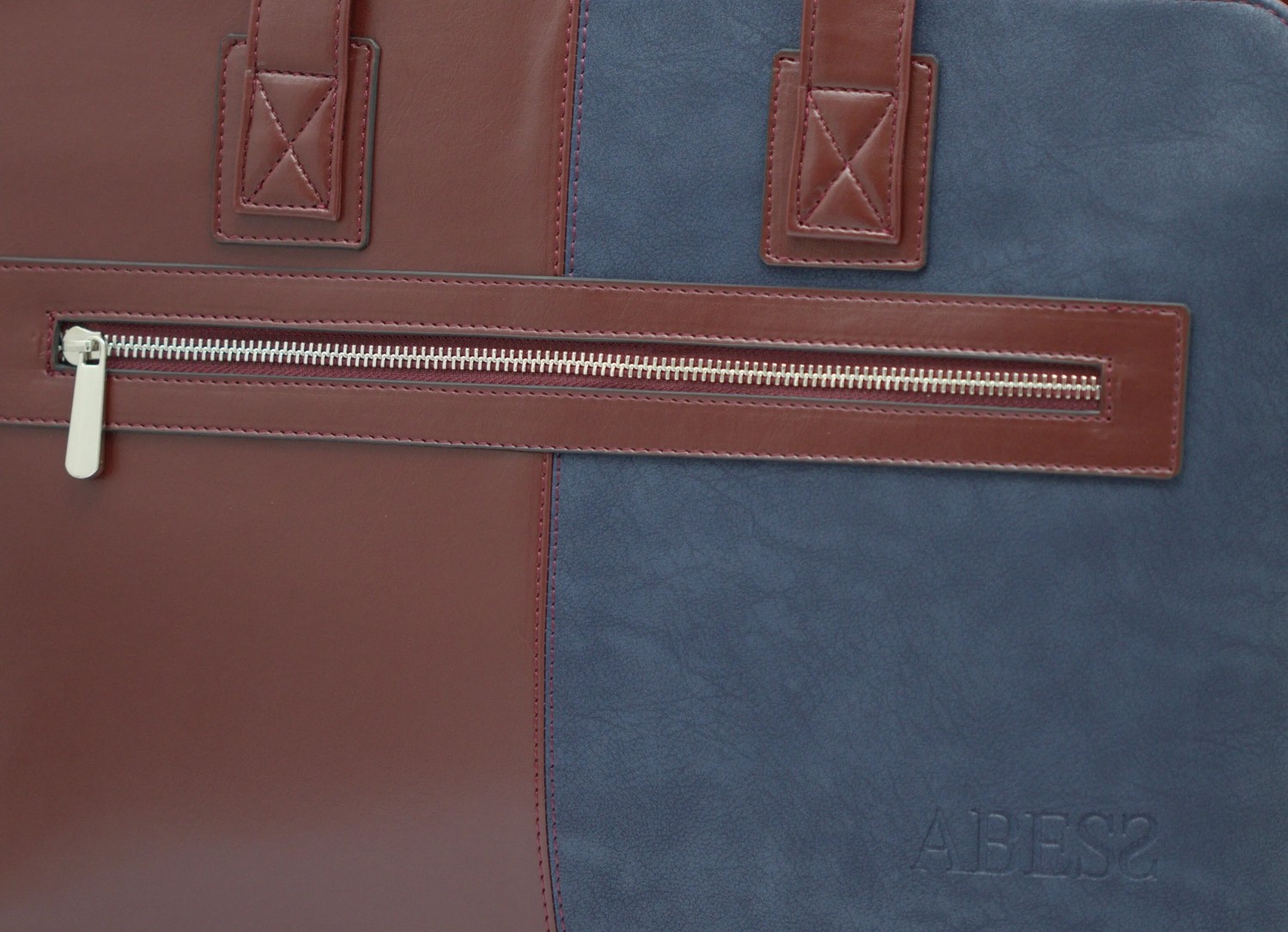 Abess Premium Vegan Deri Evrak Çantası - Çift Renk 15.6 İnç Laptop Çantası Bordo Mavi (A5373VBL) görsel 6