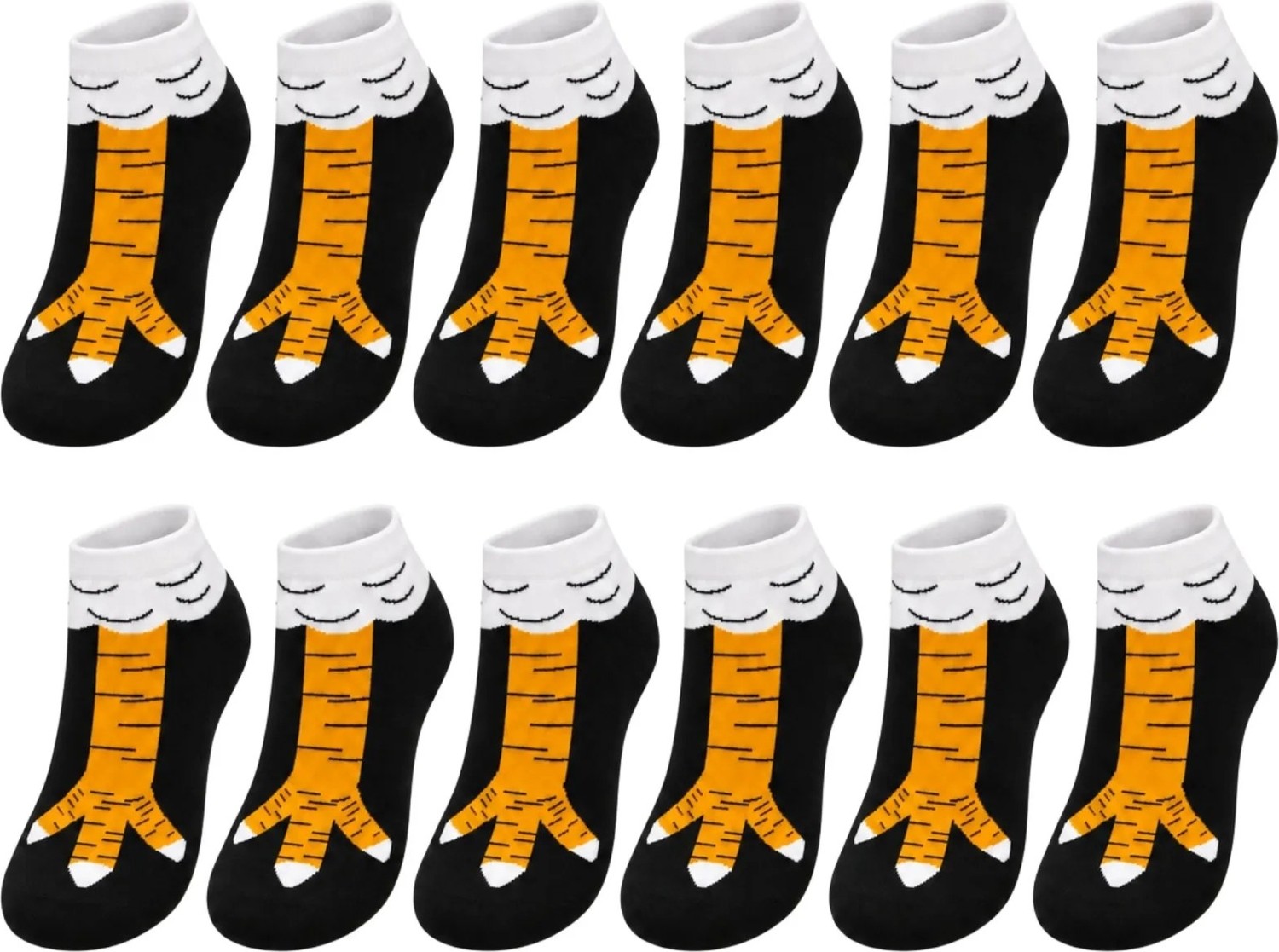COjans Kadın Tavuk Ayağı 12'li Desenli Patik Çorap Dikişsiz Pamuklu Eğlenceli Sneaker Günlük Çorap Seti