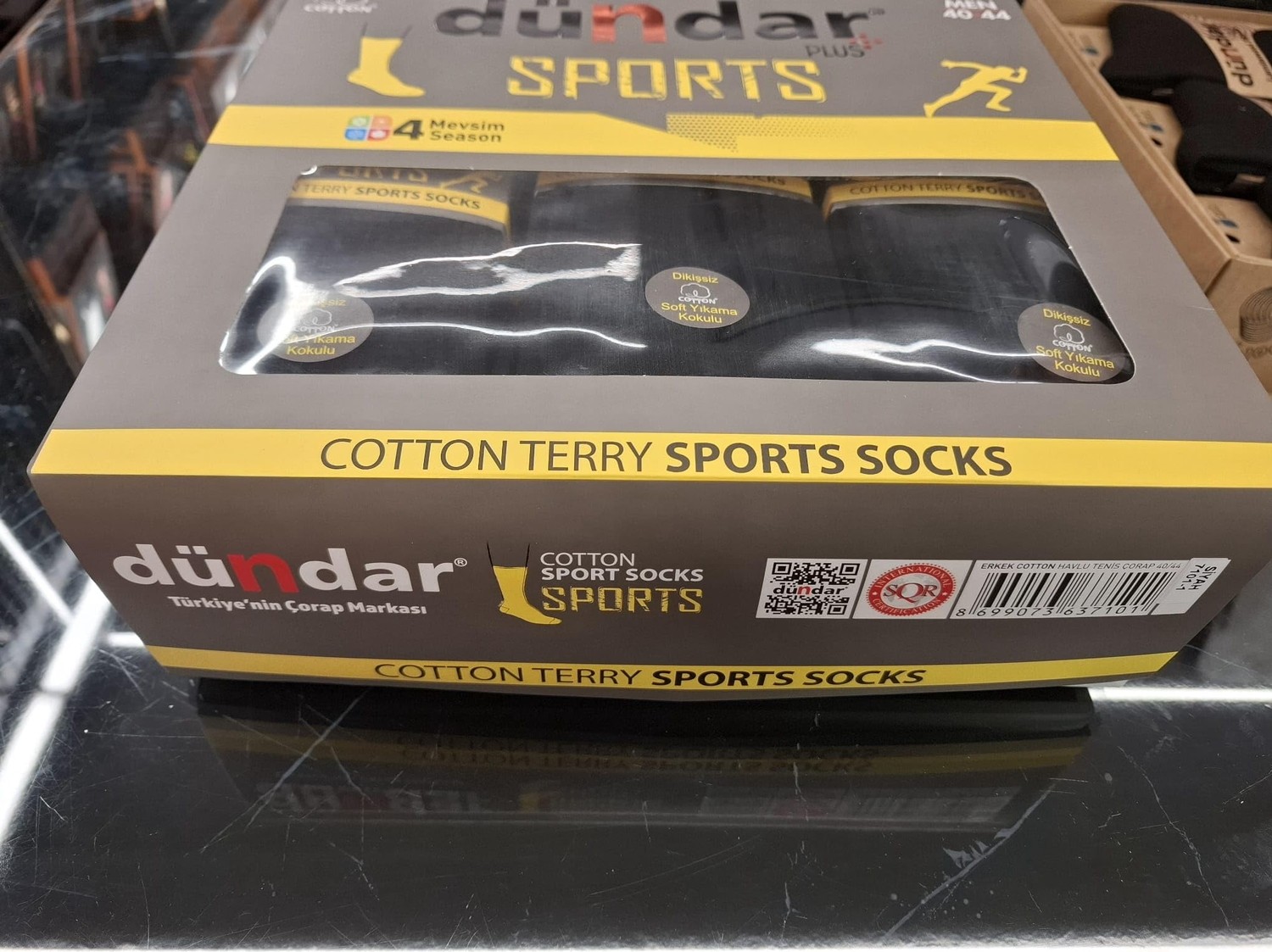 Die Grup Dünda Erkek Cotton Tenis Çorabı-Cotton Terry Sports Socks- 6 Adet - (40-44 Beden)-Dikişsiz -Parfümlü-Soft Yıkama - Siyah görsel 4