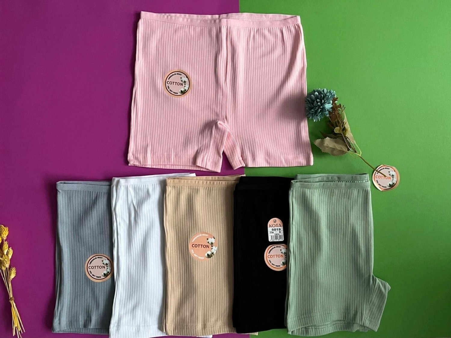Veloure Kadın Şort Bermuda 6'lı Pamuklu Likralı Şort-Külot Pembe/yeşil/mavi-Gri/siyah/ten/beyaz Boxer görsel 4