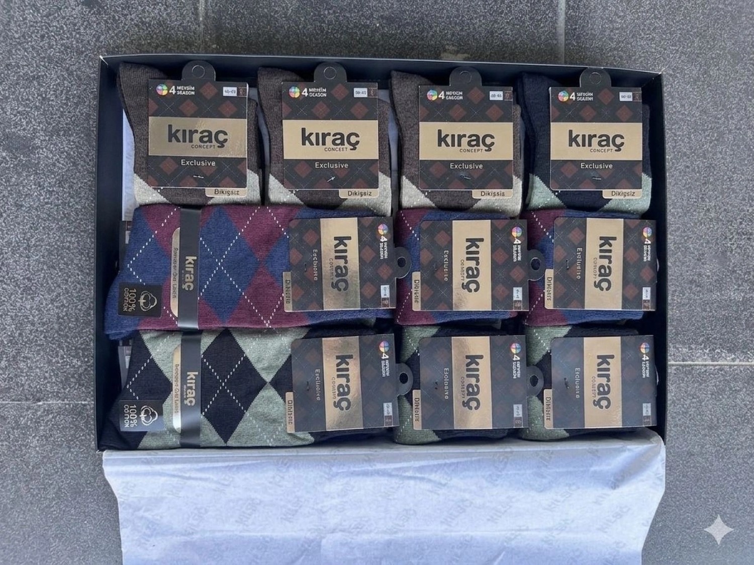 Hace Bazaar Kıraç Concept Exclusive Ekose Desenli Pamuklu Burun Dikişsiz Erkek Çorap Bileği Sıkmayan Lastik 12 Adet görsel 2