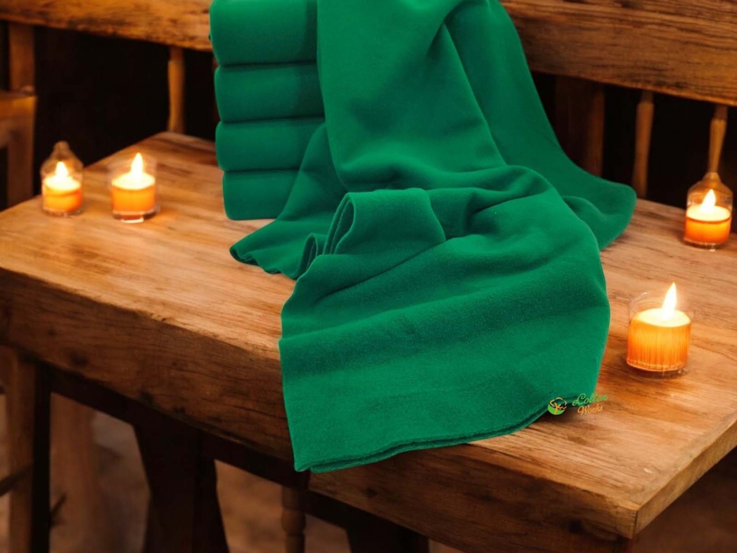Ecotton Works Polar Şal Cafe Restaurant Otel Hediyelik Polar Şal Yeşil Renk 5 Adet
