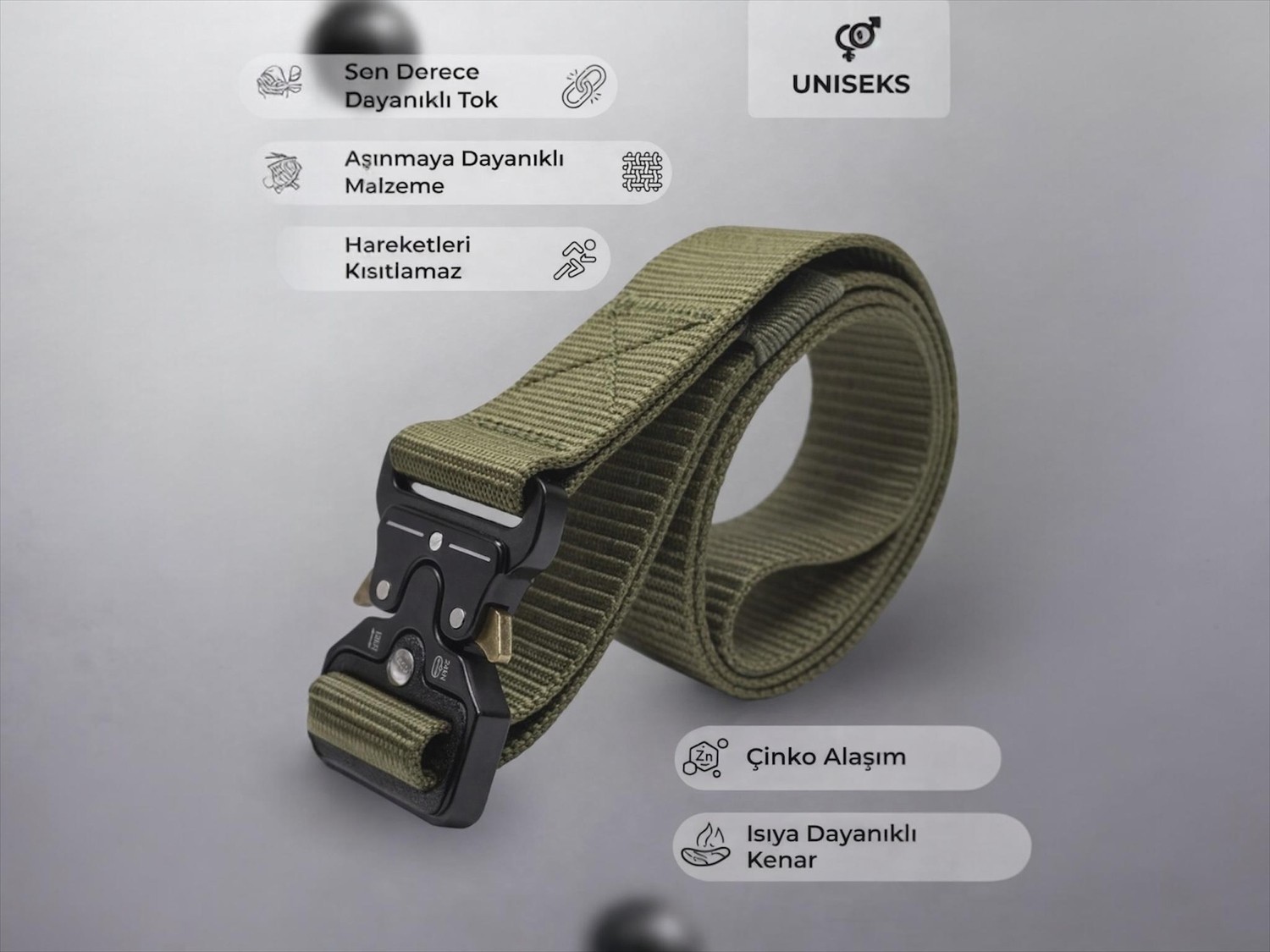 İstanbul Belt Ithal Kobra Taktik Kemer, Ayarlanabilir 125 cm, Metal Kobra Tokalı, Outdoor / Askeri / Günlük Kullanım, Unisex Kumaş Kemer görsel 2