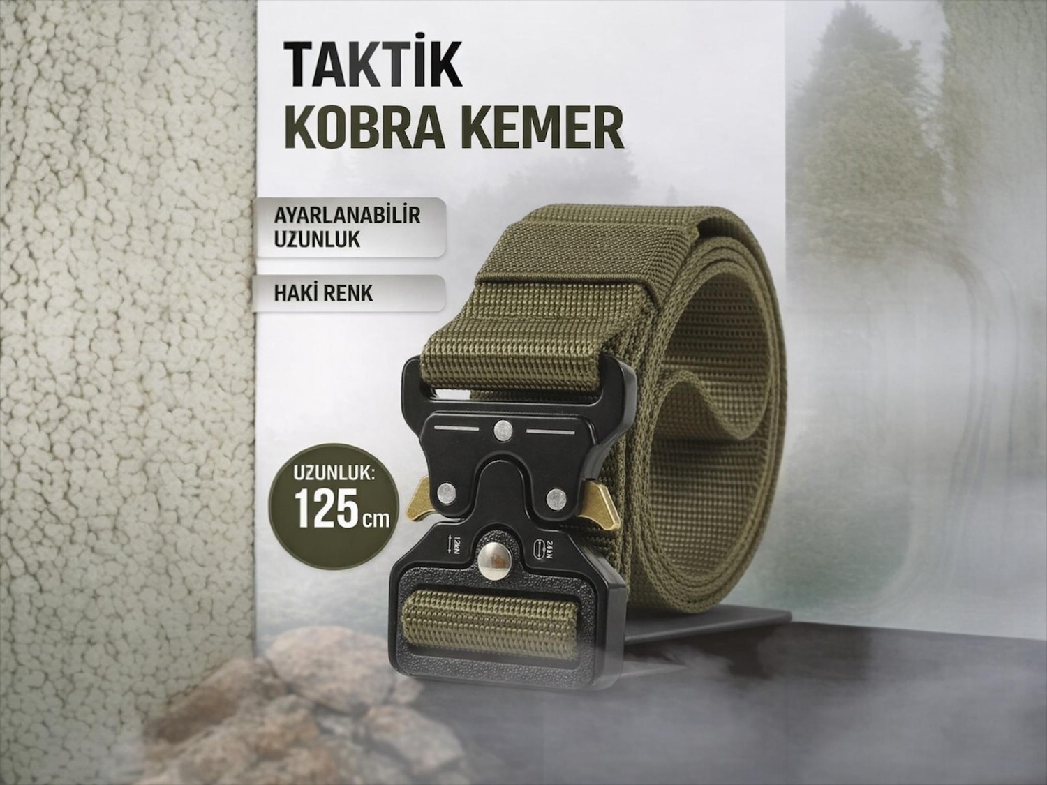 İstanbul Belt Ithal Kobra Taktik Kemer, Ayarlanabilir 125 cm, Metal Kobra Tokalı, Outdoor / Askeri / Günlük Kullanım, Unisex Kumaş Kemer görsel 3