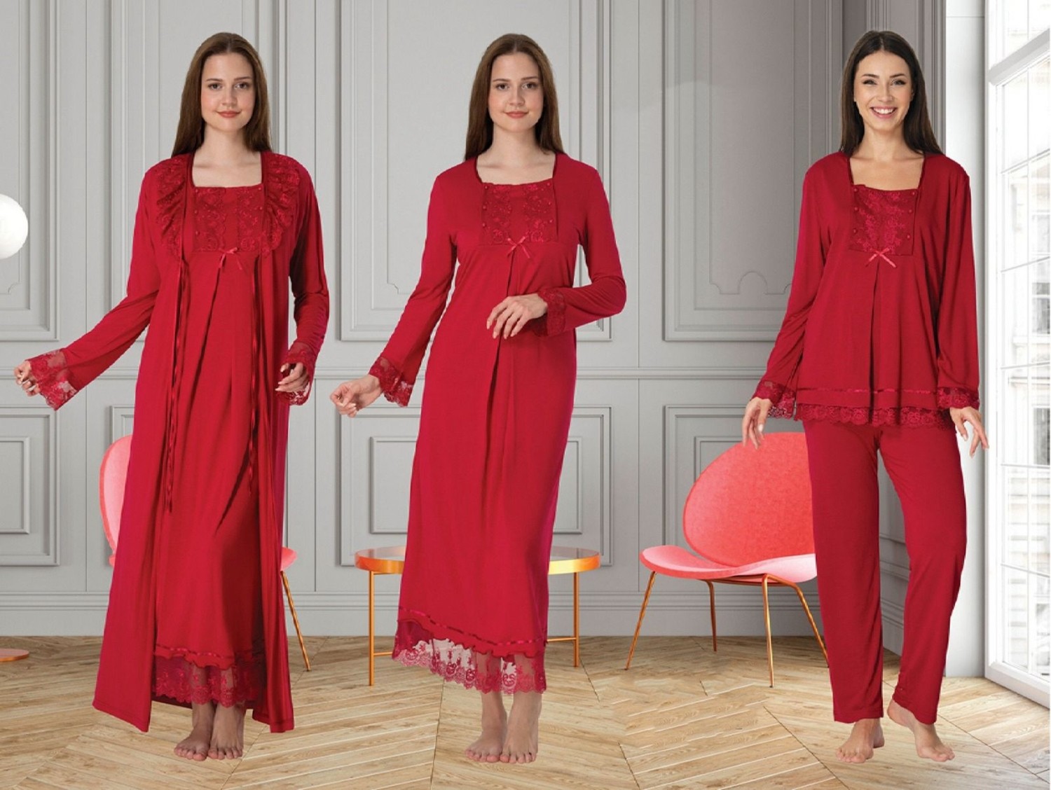 Effort Dvina Effortt Lohusa 4'lü Set - Sabahlık/pijama Takımı/gecelik Mavi - 3046 görsel 4