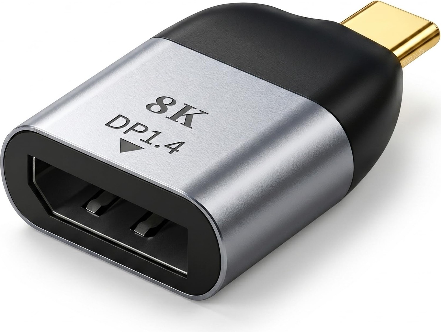 Aesco Furalis Type-C To Displayport 1.4 Çevirici Mini Adaptör - 8k'ya Kadar Destek - Usb-C'den Dp Görüntü Dönüştürücü - Alüminyum Gövde - Laptop Tablet Telefon Uyumlu - Tak Çalıştır