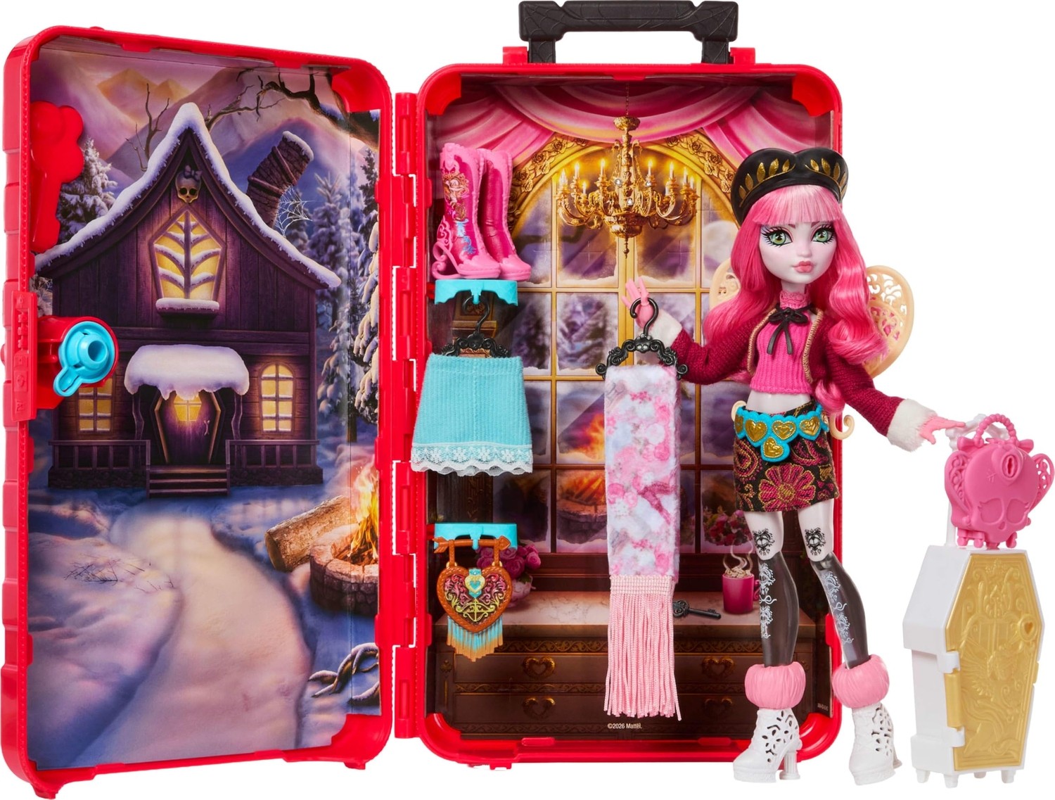 Esranın Dünyası Monster High Skulltimate Secrets Cupid Asteria Bebek ve Aksesuar Seti, Hedef: Bavullu Kabin Slay-Katyon ve Giysi Gibi 19+ Sürpriz görsel 2