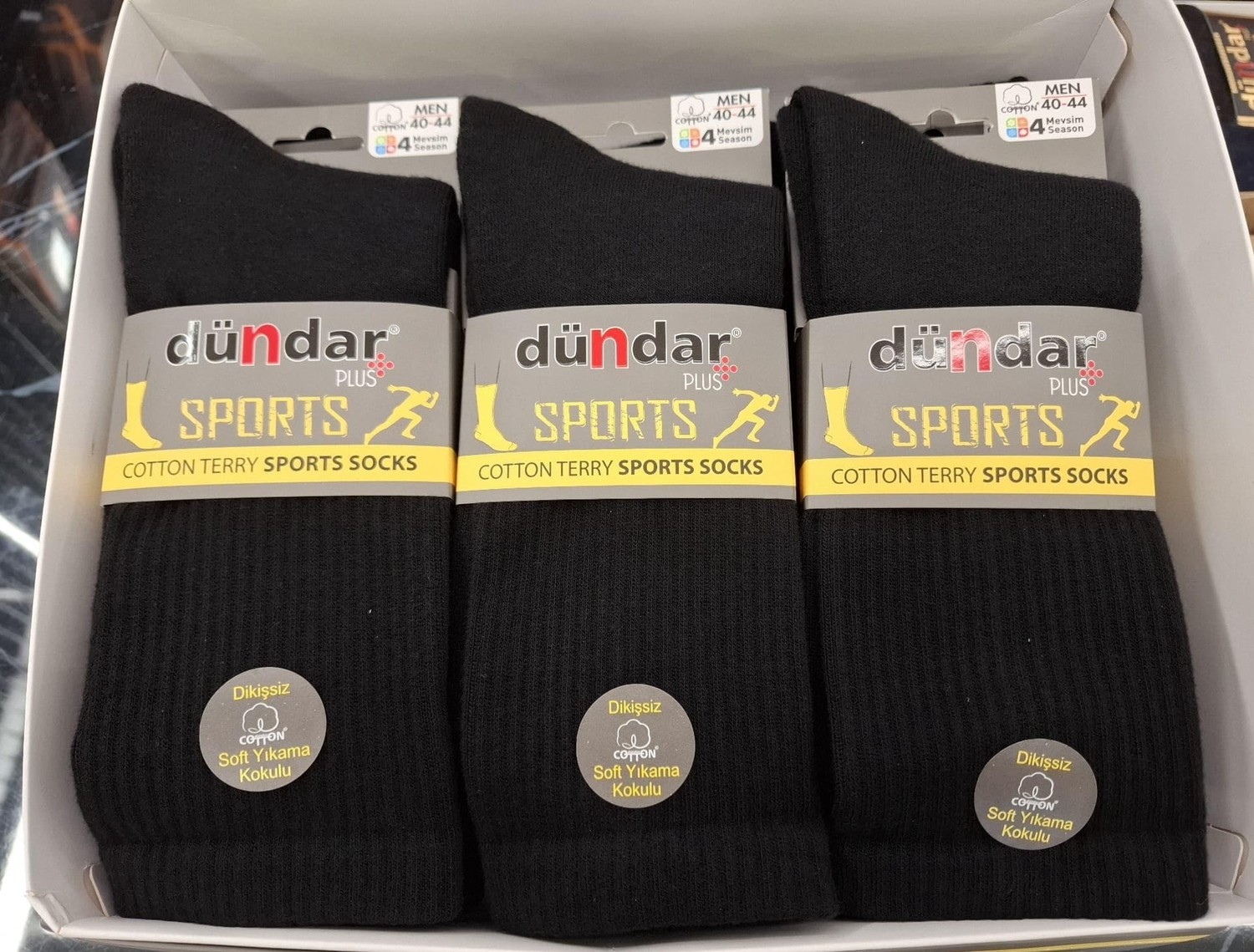 Die Grup Dünda Erkek Cotton Tenis Çorabı-Cotton Terry Sports Socks- 6 Adet - (40-44 Beden)-Dikişsiz -Parfümlü-Soft Yıkama - Siyah