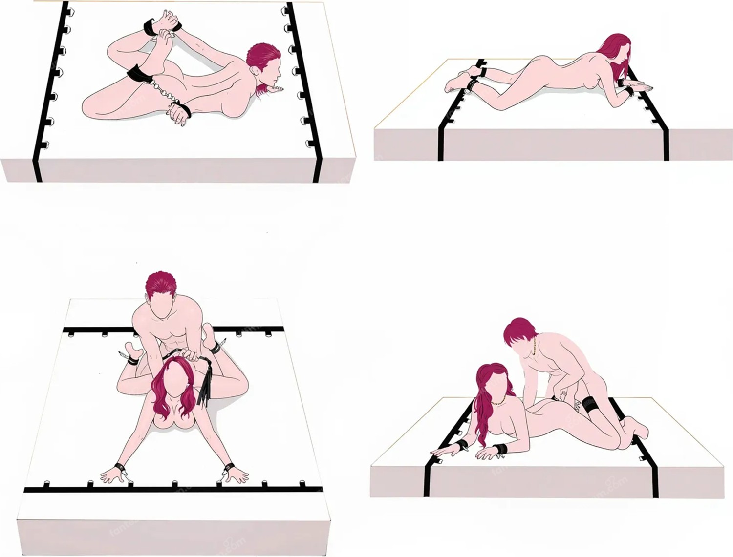 Heleni Bdsm Fantazi Kelepçe Seti, Yatak Sabitleme Esaret Takımı, Çiftlere Özel Sex Oyuncağı - Kırmızı görsel 6