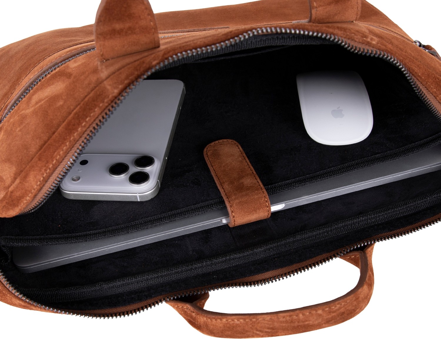 BloominBag Camel Still Hakiki Süet Deri 15-16 Inç Macbook/laptop Çantas görsel 4