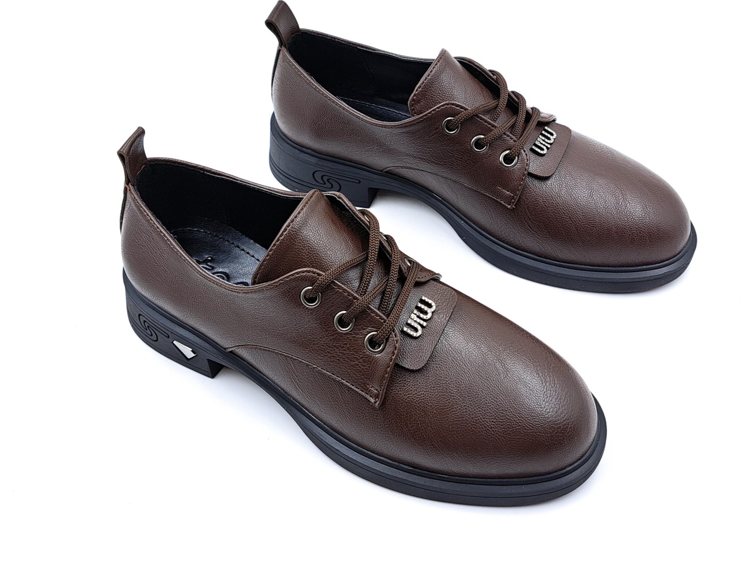 Toce T6095 Bağcıklı Oxford Tarz Günlük Kahverengi Kadın Ayakkabı görsel 3