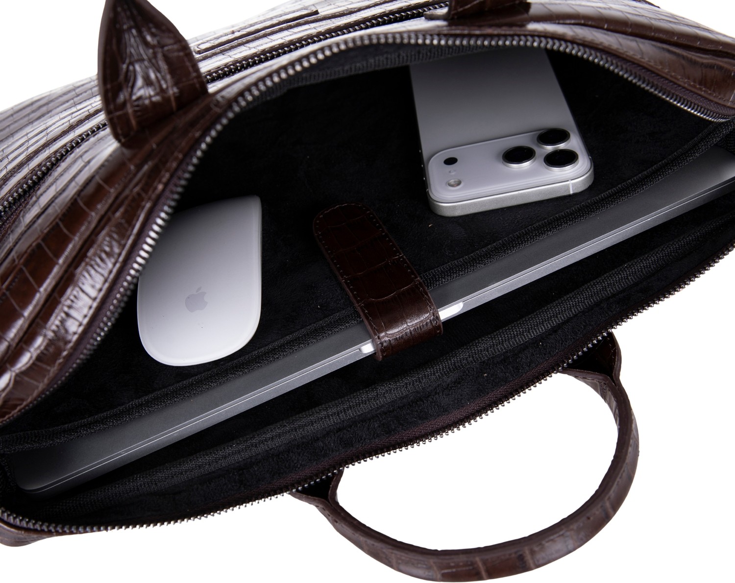 BloominBag Mocha Croco Hakiki Deri 13-14 Inç Macbook/laptop Çantası görsel 4